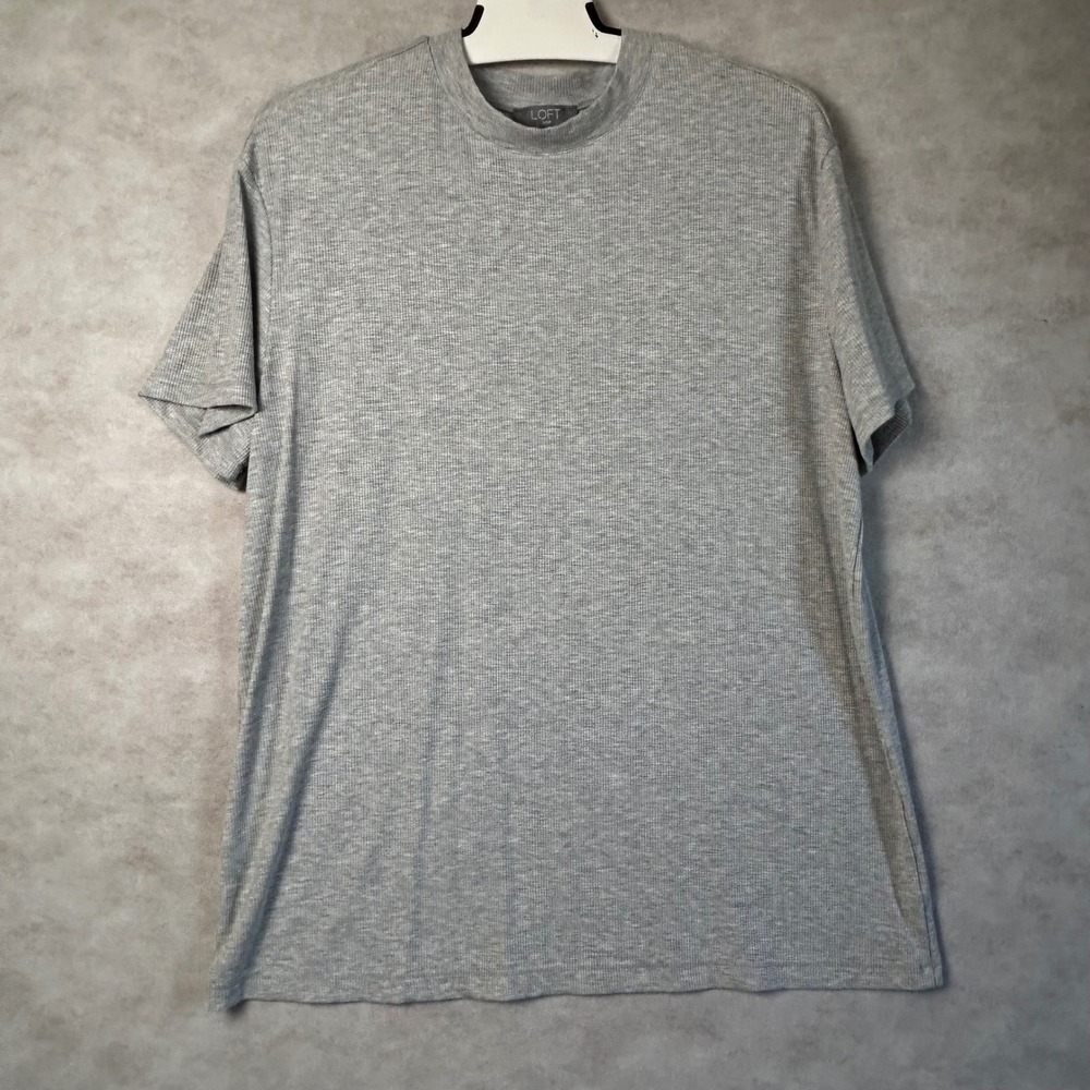 LOFT Sleep Grey Ribbed Bike Short Pajama‎ Top Size M